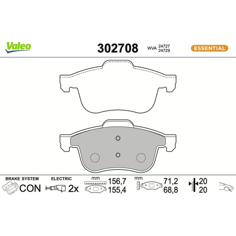 VALEO Bremsbeläge 302708 VALEO Bremsbeläge 302708