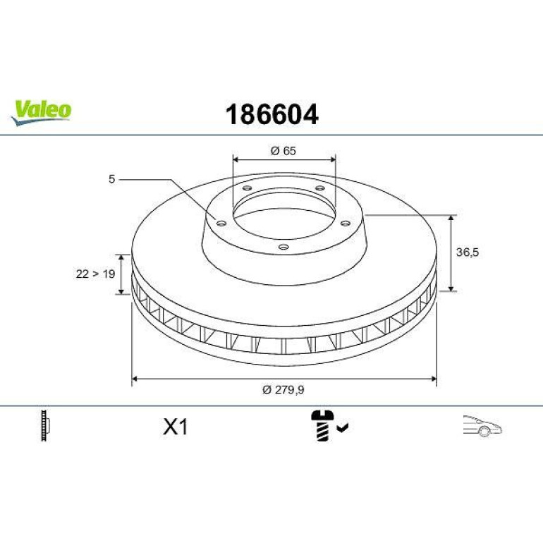 VALEO Bremsscheibe 186604 VALEO Bremsscheibe 186604