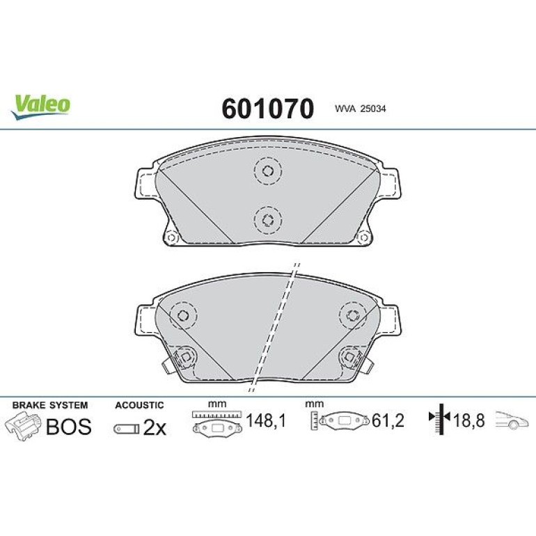 VALEO Bremsbeläge 601070 VALEO Bremsbeläge 601070