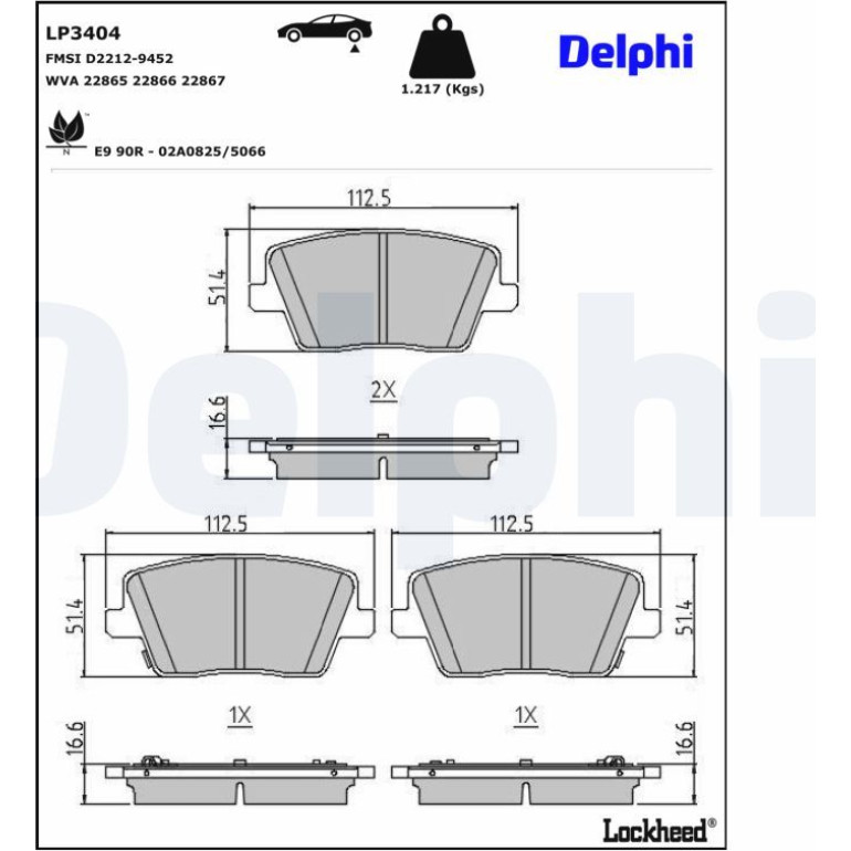DELPHI Bremsbeläge LP3404 DELPHI Bremsbeläge LP3404