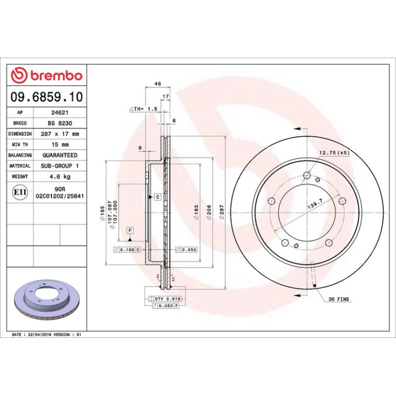 89 481 008 Bremsscheibe VA 09.6859.10 89 481 008 Bremsscheibe VA 09.6859.10