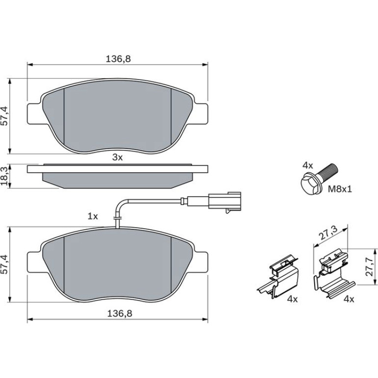 Bosch Bremsbelagsatz 0 986 424 596 Bosch Bremsbelagsatz 0 986 424 596
