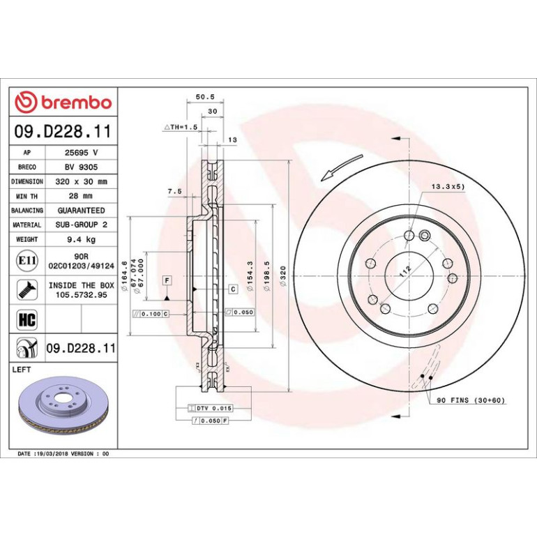 17 481 067 Bremsscheibe VA li 09.D228.11 17 481 067 Bremsscheibe VA li 09.D228.11
