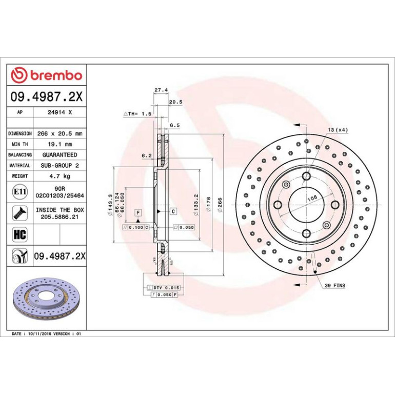Bremsscheibe VA Xtra 09.4987.2X