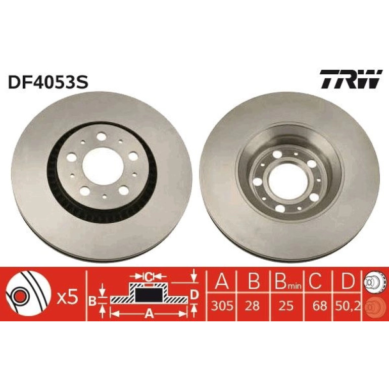 Bremsscheibe Volvo P. S60/S80/V DF4053S Bremsscheibe Volvo P. S60/S80/V DF4053S