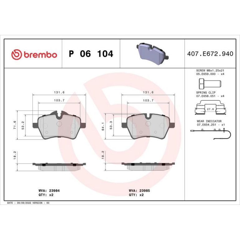 BREMBO Bremsklötze VA P 06 104 BREMBO Bremsklötze VA P 06 104