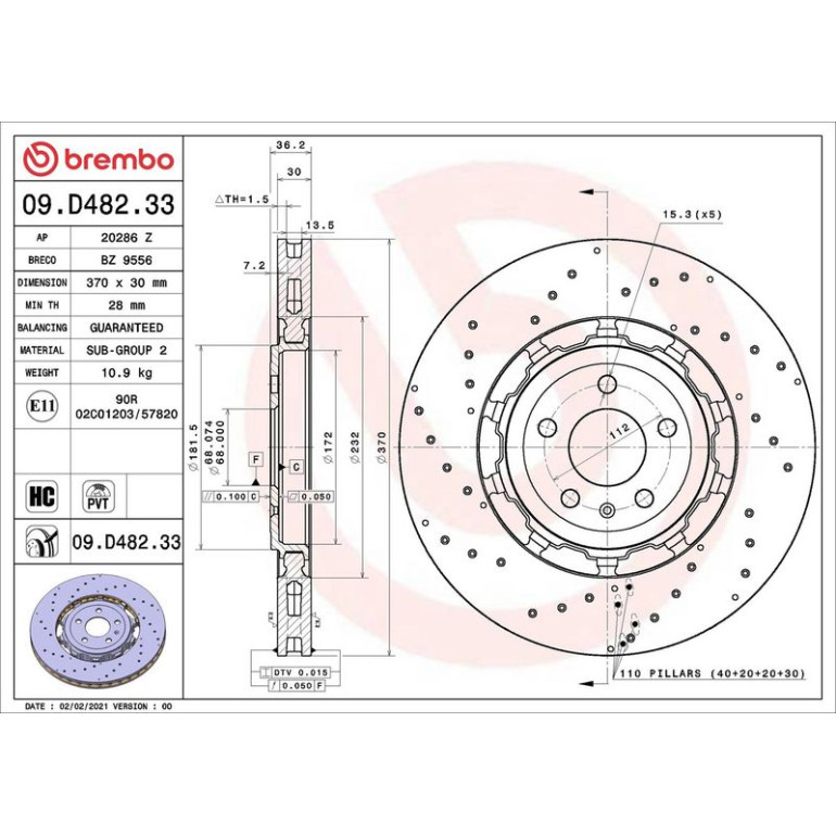 Bremsscheibe HA 09.D482.33 Bremsscheibe HA 09.D482.33