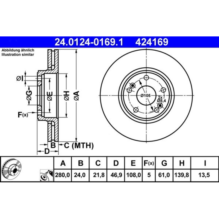 Bremsscheibe Renault P. Laguna 1.6-2.0 01 24.0124-0169.1 Bremsscheibe Renault P. Laguna 1.6-2.0 01 24.0124-0169.1
