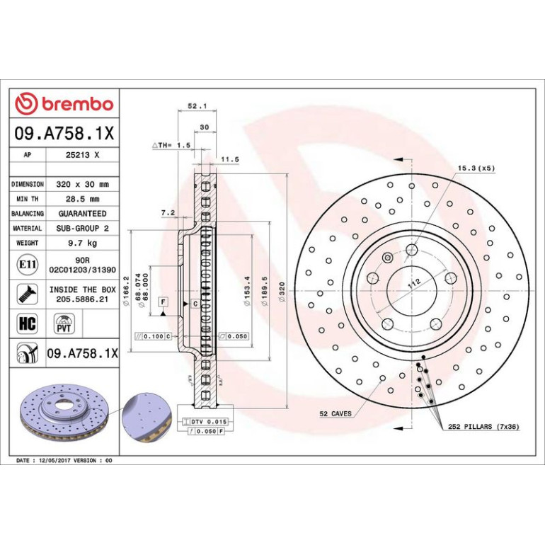 Bremsscheibe VA Xtra 09.A758.1X Bremsscheibe VA Xtra 09.A758.1X