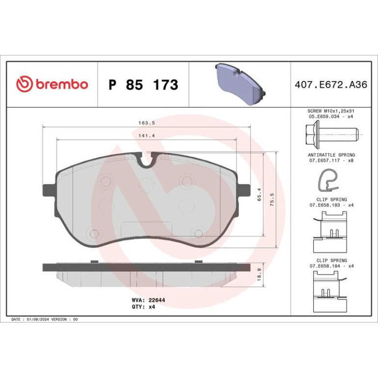 BREMBO Bremsklötze VA P 85 173 BREMBO Bremsklötze VA P 85 173