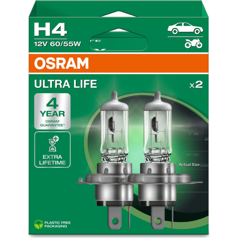 OSRAM H4 12V 60/55W P43t ULTRA LIFE 4 Jahre Garantie, 2 Stk OSRAM H4 12V 60/55W P43t ULTRA LIFE 4 Jahre Garantie, 2 Stk