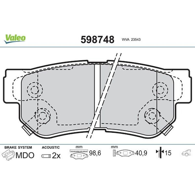 VALEO Bremsbeläge 598748 VALEO Bremsbeläge 598748