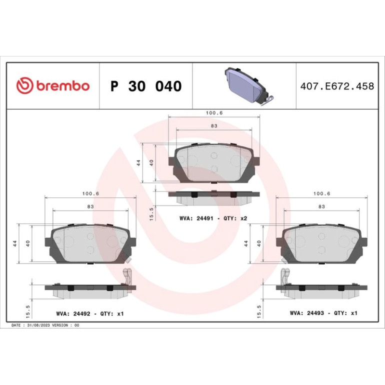 BREMBO Bremsklötze HA P 30 040 BREMBO Bremsklötze HA P 30 040