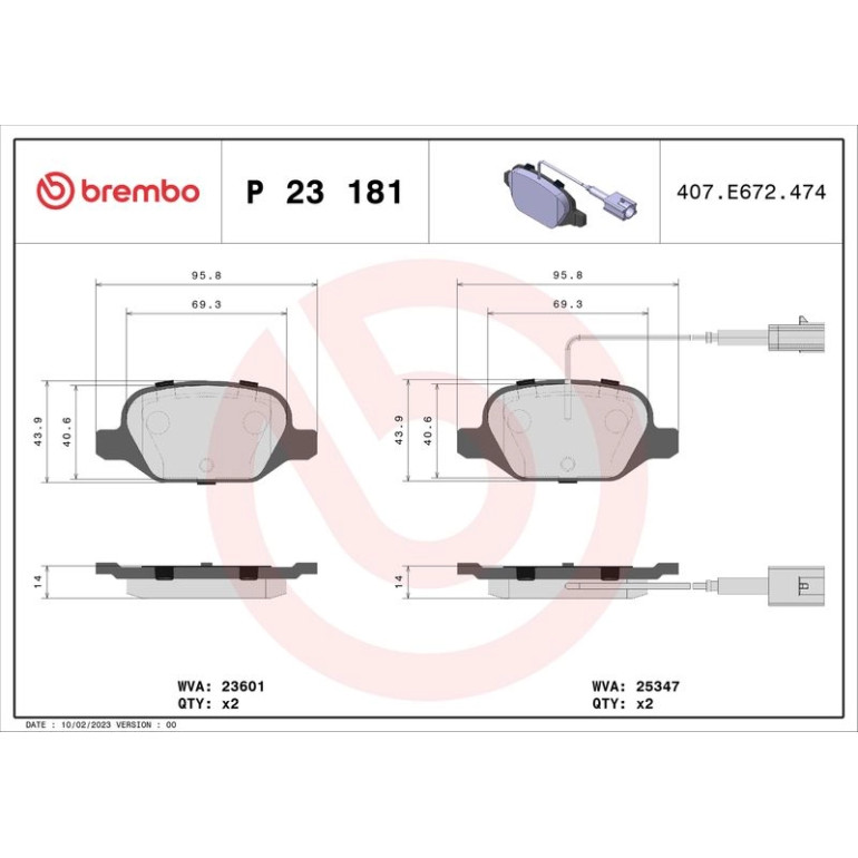 BREMBO Bremsklötze VA/ HA P 23 181 BREMBO Bremsklötze VA/ HA P 23 181