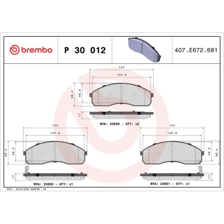 BREMBO Bremsklötze VA P 30 012 BREMBO Bremsklötze VA P 30 012
