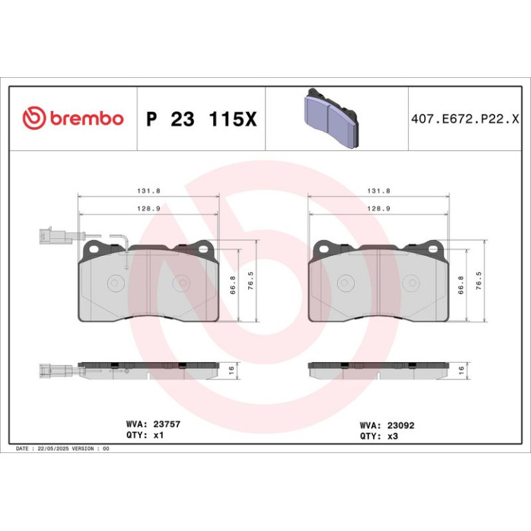 BREMBO Bremsklötze Xtra VA P 23 115X BREMBO Bremsklötze Xtra VA P 23 115X