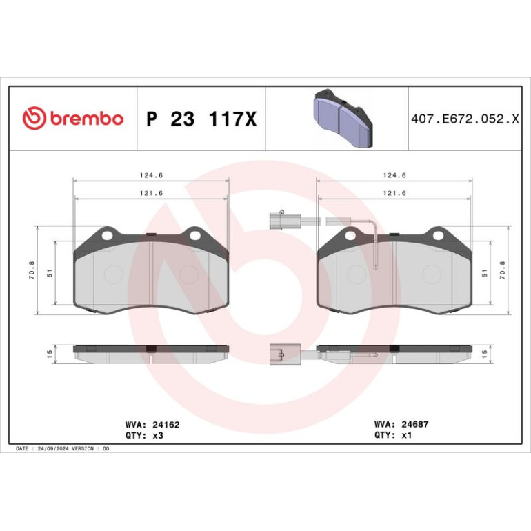 BREMBO Bremsklötze Xtra VA P 23 117X BREMBO Bremsklötze Xtra VA P 23 117X