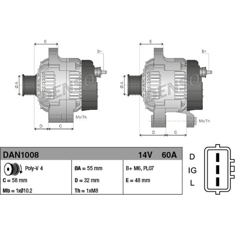 DENSO Generator DAN1008 DENSO Generator DAN1008