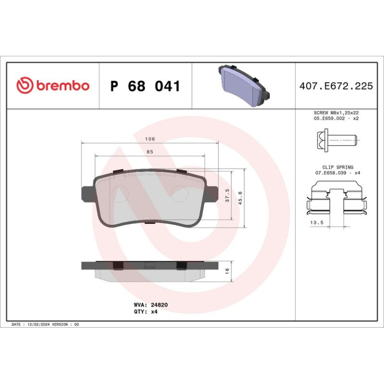 BREMBO Bremsklötze HA P 68 041 BREMBO Bremsklötze HA P 68 041