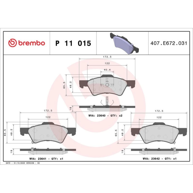 BREMBO Bremsklötze VA P 11 015 BREMBO Bremsklötze VA P 11 015