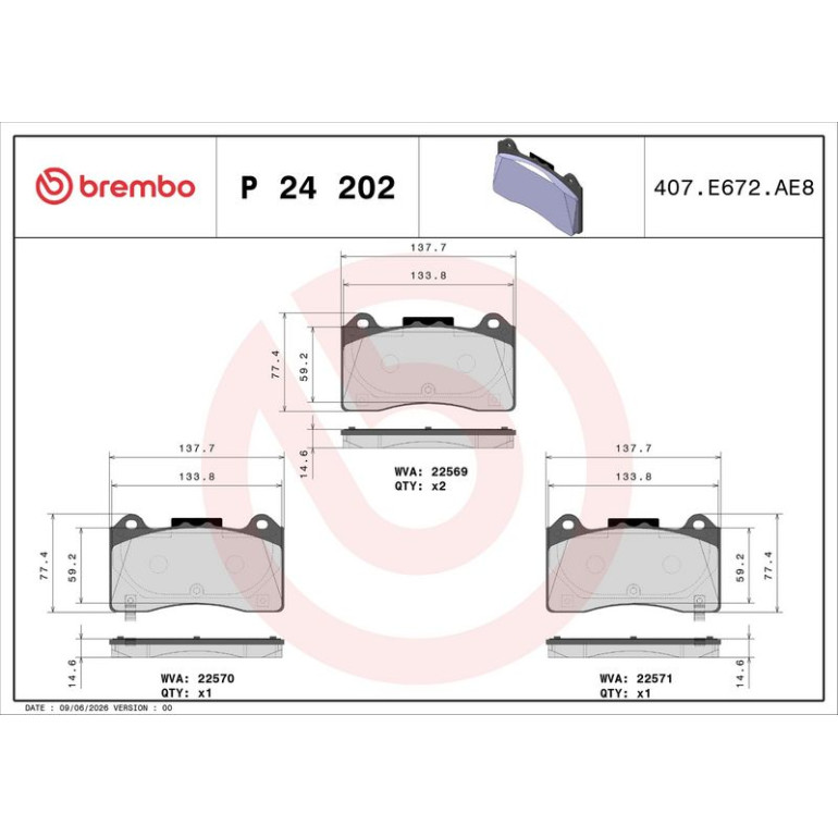 BREMBO Bremsklötze VA P 24 202 BREMBO Bremsklötze VA P 24 202