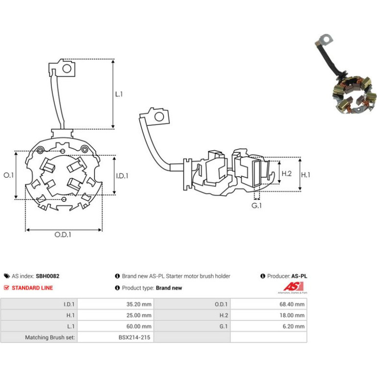 Halter, Kohlebürsten SBH0082 Halter, Kohlebürsten SBH0082