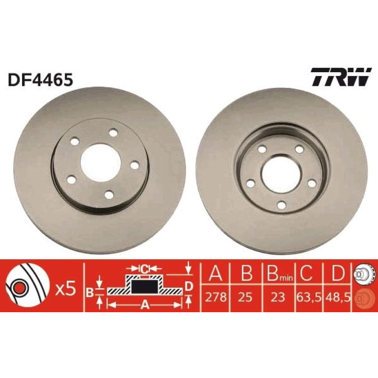 51 481 049 Bremsscheibe VA DF4465 51 481 049 Bremsscheibe VA DF4465
