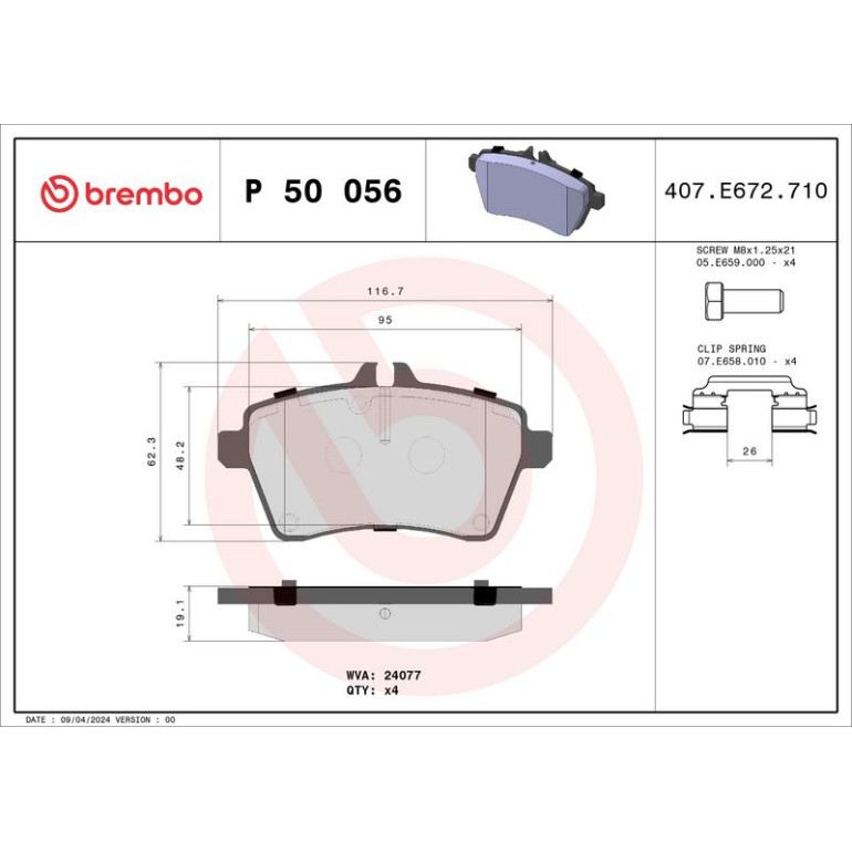 BREMBO Bremsklötze VA P 50 056 BREMBO Bremsklötze VA P 50 056