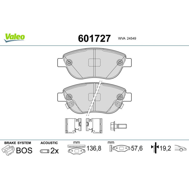 VALEO Bremsbeläge 601727