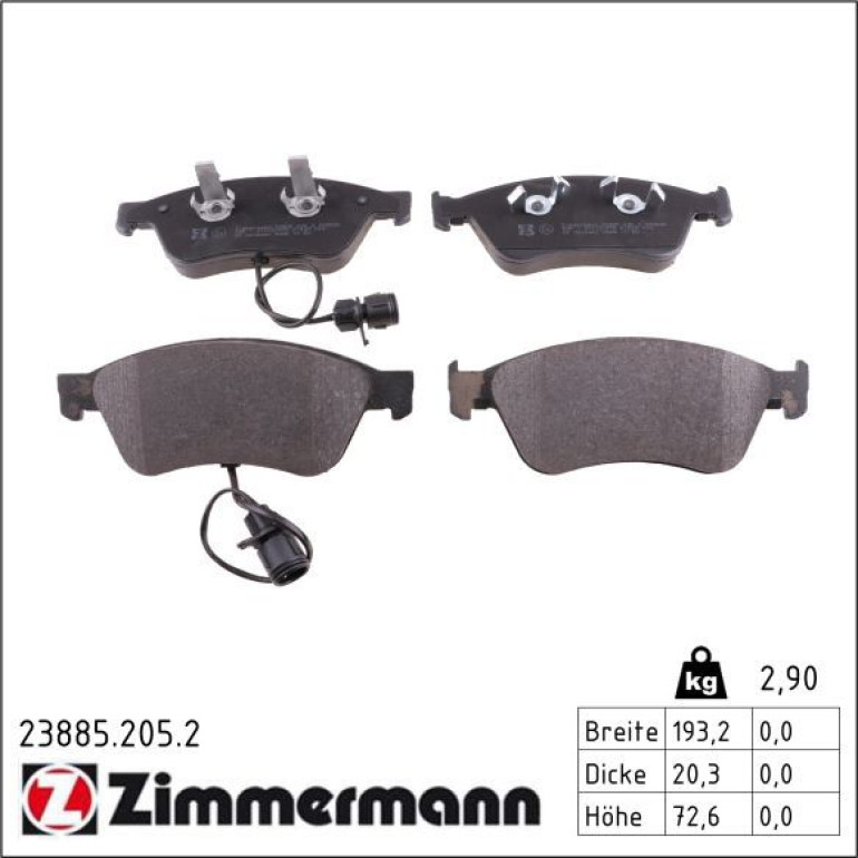 ZIMMERMANN Bremsbeläge 23885.205.2 ZIMMERMANN Bremsbeläge 23885.205.2