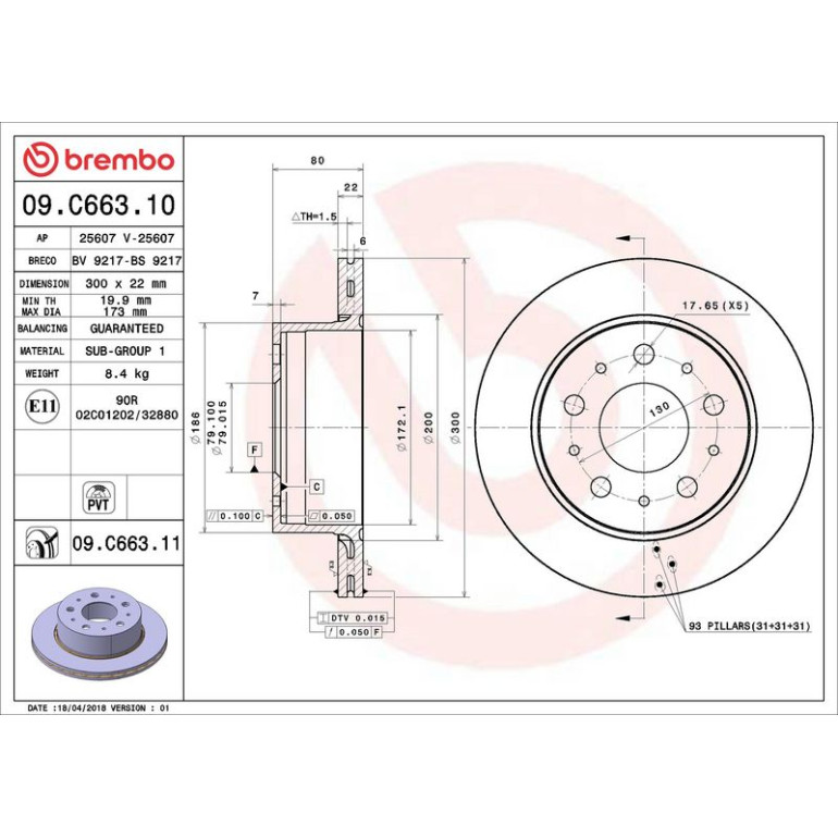 70 482 033 Bremsscheibe HA 09.C663.11 70 482 033 Bremsscheibe HA 09.C663.11
