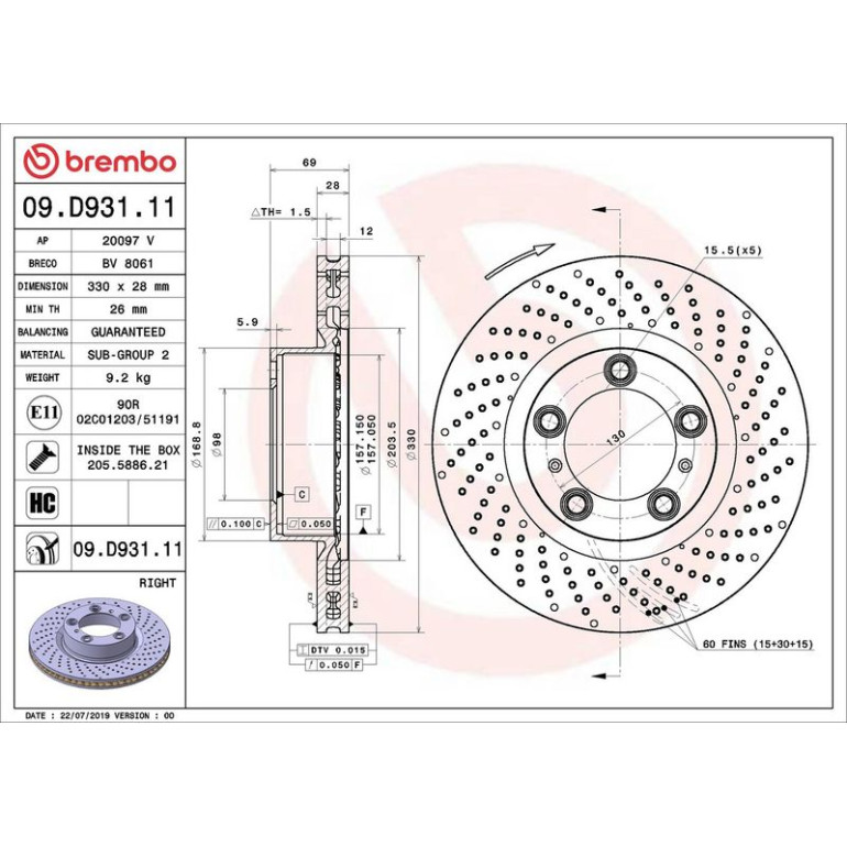 Bremsscheibe VA re 09.D931.11 Bremsscheibe VA re 09.D931.11