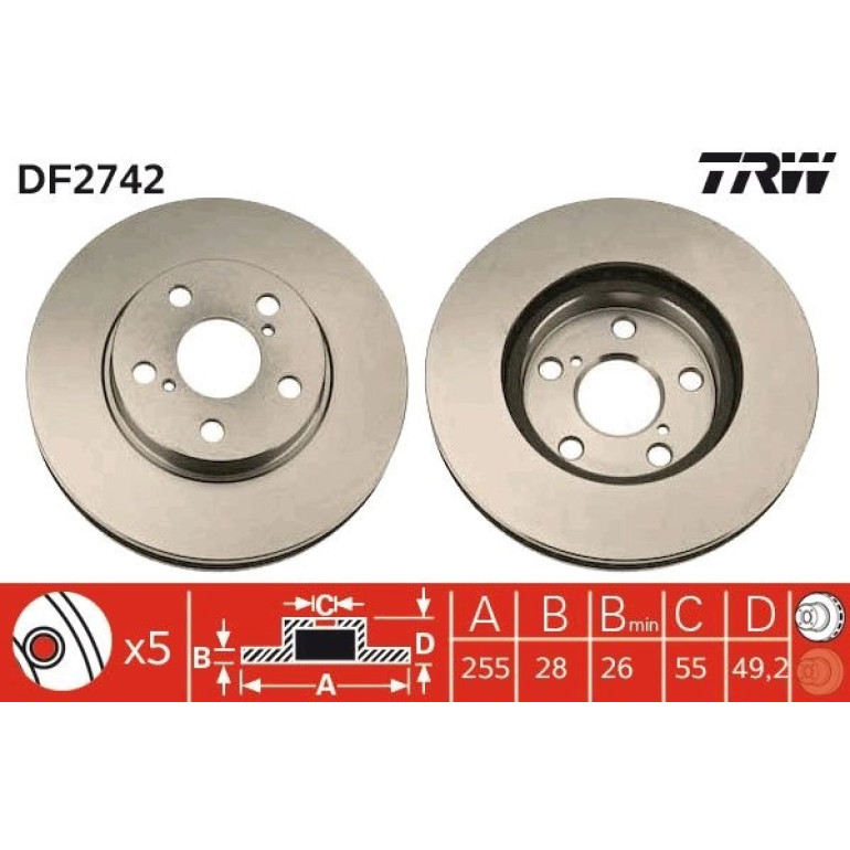 TRW Bremsscheibe DF2742 TRW Bremsscheibe DF2742
