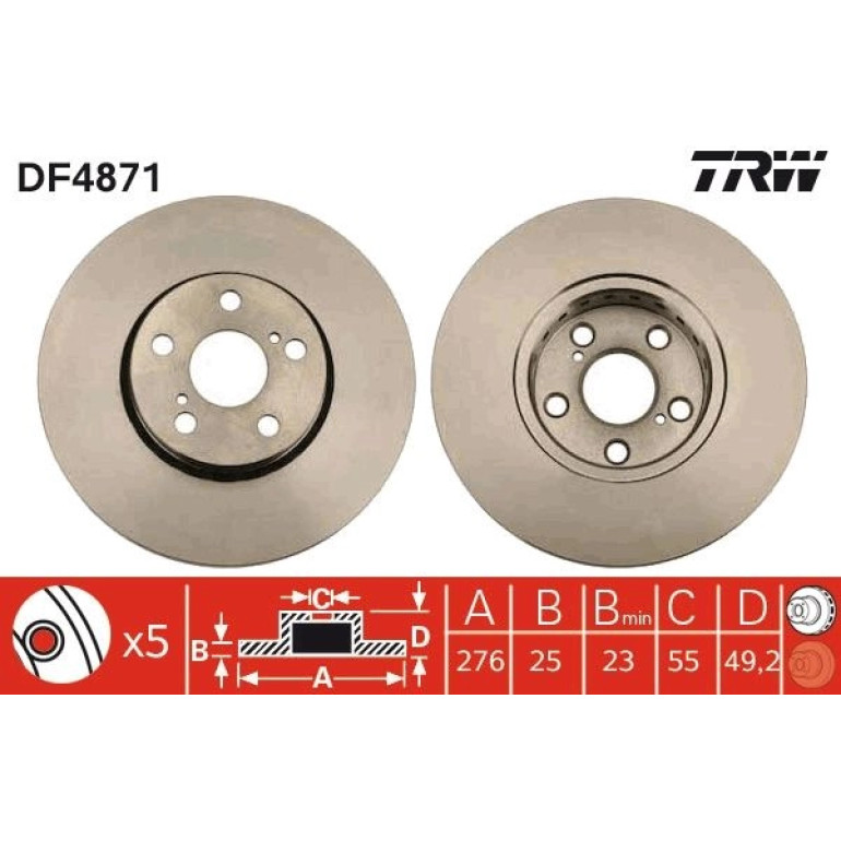 82 481 103 Bremsscheibe VA DF4871 82 481 103 Bremsscheibe VA DF4871