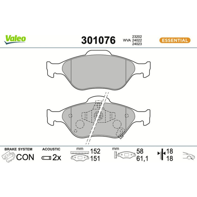 VALEO Bremsbeläge 301076