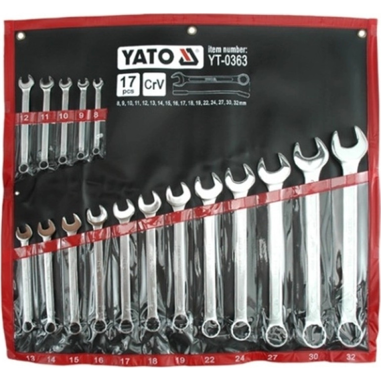 Maulringschlüsselsatz 8-32 17Stk. Polierte K÷Pfe YT-0363 Maulringschlüsselsatz 8-32 17Stk. Polierte K÷Pfe YT-0363