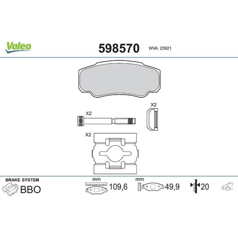 VALEO Bremsbeläge 598570 VALEO Bremsbeläge 598570