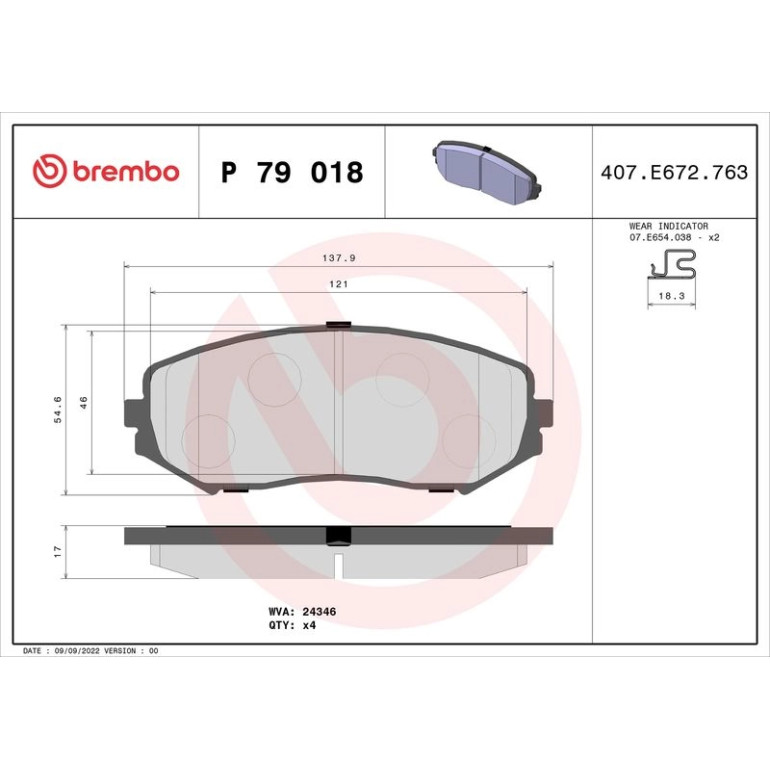 BREMBO Bremsklötze VA P 79 018 BREMBO Bremsklötze VA P 79 018