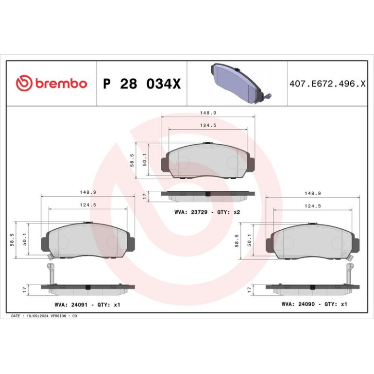 BREMBO Bremsklötze Xtra VA P 28 034X BREMBO Bremsklötze Xtra VA P 28 034X