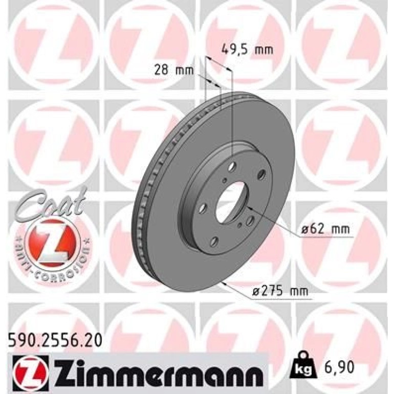 ZIMMERMANN Bremsscheibe 590.2556.20 ZIMMERMANN Bremsscheibe 590.2556.20