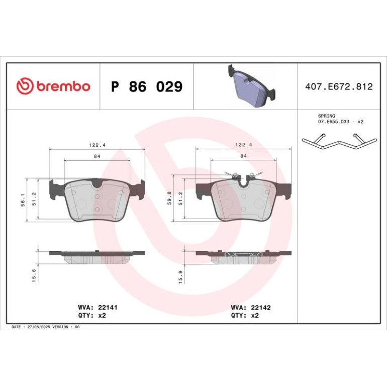 BREMBO Bremsklötze HA P 86 029 BREMBO Bremsklötze HA P 86 029