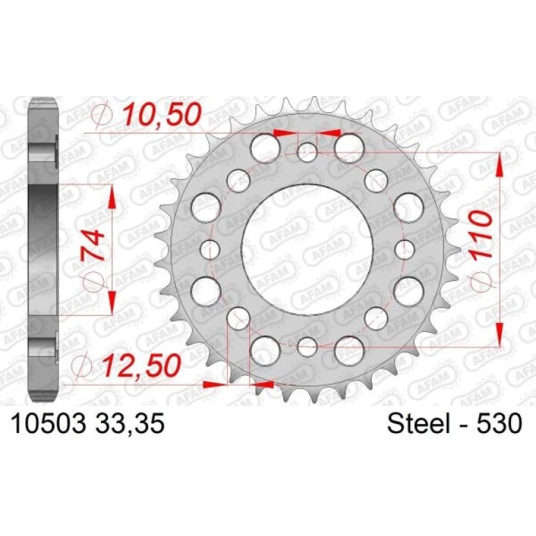 AFAM Kettenrad STAHL 33 Zähne 10503-33 AFAM Kettenrad STAHL 33 Zähne 10503-33