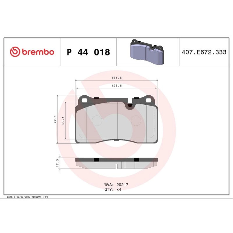 BREMBO Bremsklötze VA P 44 018 BREMBO Bremsklötze VA P 44 018