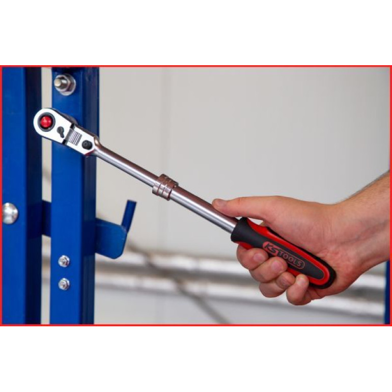 KS TOOLS Kniehebel-Teleskopknarre 1/2 CHROMEplus, 72 Zähne 914.1220