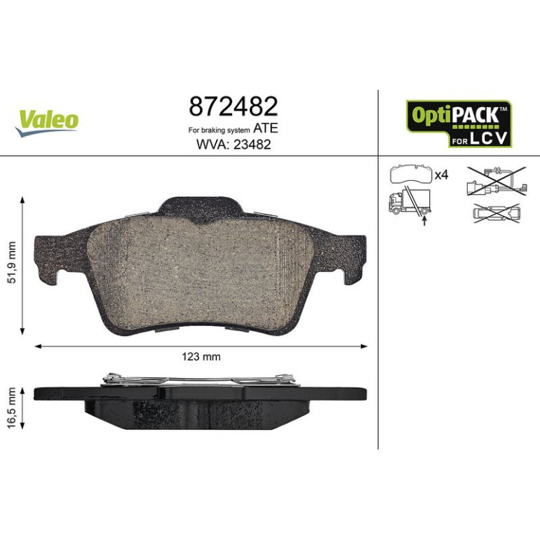 VALEO Bremsbeläge 872482 VALEO Bremsbeläge 872482