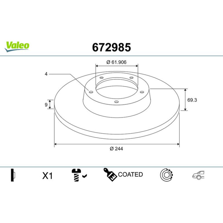VALEO Bremsscheibe 672985 VALEO Bremsscheibe 672985