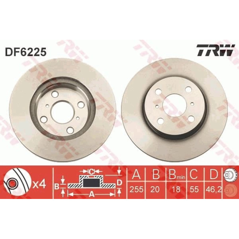Bremsscheibe Toyota P. Iq 1.0 08 DF6225 Bremsscheibe Toyota P. Iq 1.0 08 DF6225