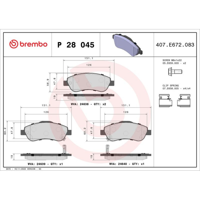 BREMBO Bremsklötze VA P 28 045 BREMBO Bremsklötze VA P 28 045