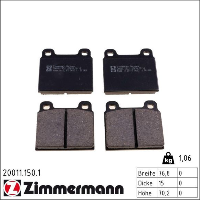 ZIMMERMANN Bremsbeläge 20011.150.1 ZIMMERMANN Bremsbeläge 20011.150.1