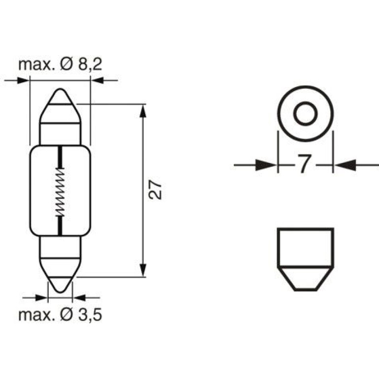 Rohr Glühlampe 12V/3W 8X27mm 10 St 1 987 302 226 Rohr Glühlampe 12V/3W 8X27mm 10 St 1 987 302 226